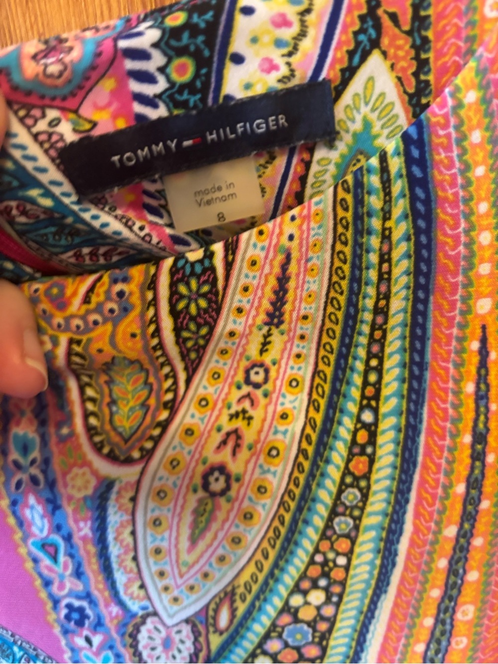 Tommy Hilfiger Paisley 3/4 sleeve Dress in Pink and Teal - Picture 5 of 5